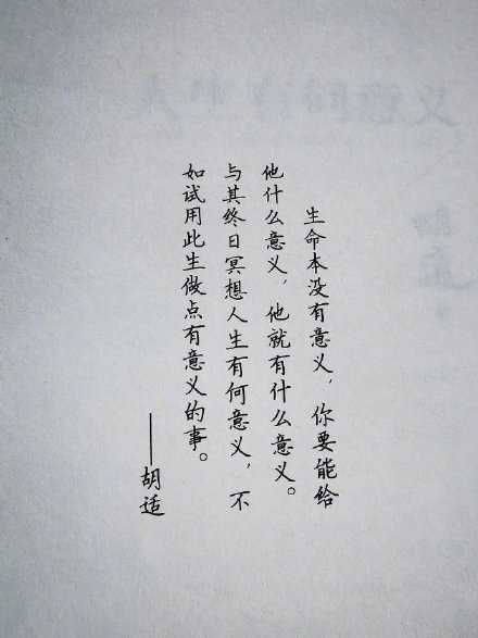 “与其终日冥想人生有何意义，不如试用此生做点有意义的事。 ”
